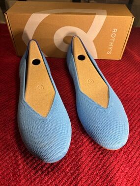 Rothy's Robin Blue Knit Slip-On Flats
